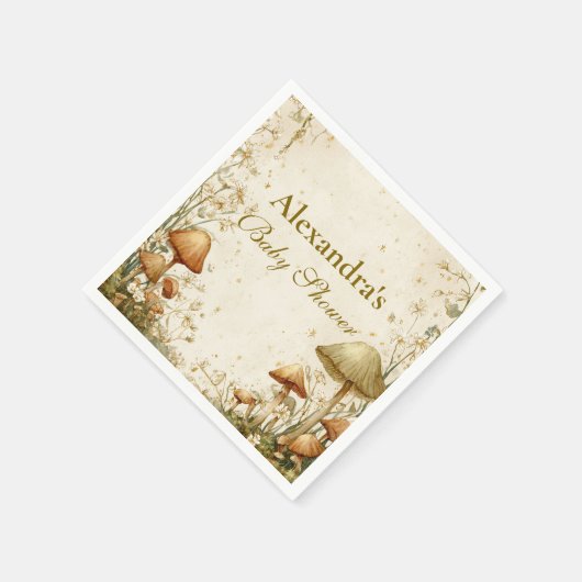 魅惑のウッドランドのキノコの赤ちゃんシャワー スタンダードカクテルナプキン (角)