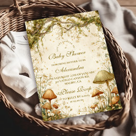 魅惑のウッドランドのキノコの赤ちゃんシャワー 招待状