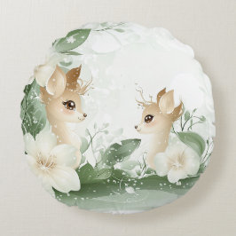 魅惑のウッドランドのフローラ隠れ ラウンドクッション