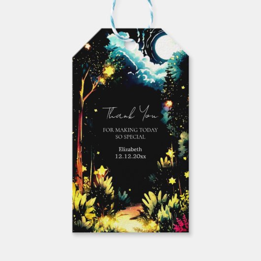 魅惑のウッドランドの赤ちゃんシャワー ギフトタグ (正面)