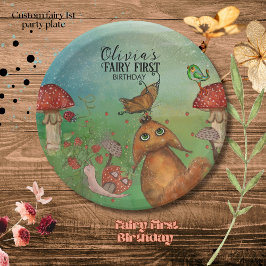 魅惑のウッドランドクリージャーフェアリーファースト誕生日 ペーパープレート