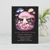 魅惑のウッドランドピンクマッシュルームガールベビーシャワー 招待状 (スタンド正面)