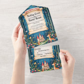 魅惑のウッドランドフォレストキャッスル結婚フェアヤテール オールインワン招待状 (貼ってはがせる)