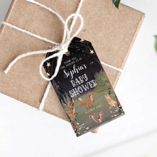 魅惑のウッドランド赤ちゃんシャワーありがとうラベル ギフトタグ