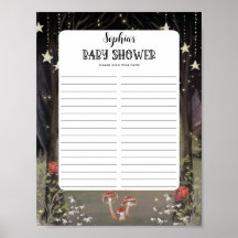 魅惑のウッドランド赤ちゃんシャワーのサイン・イン・シート