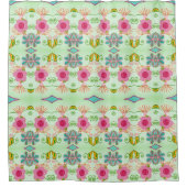 魅惑のエクレクティックガーデン：多様な花の美しさ シャワーカーテン (正面)