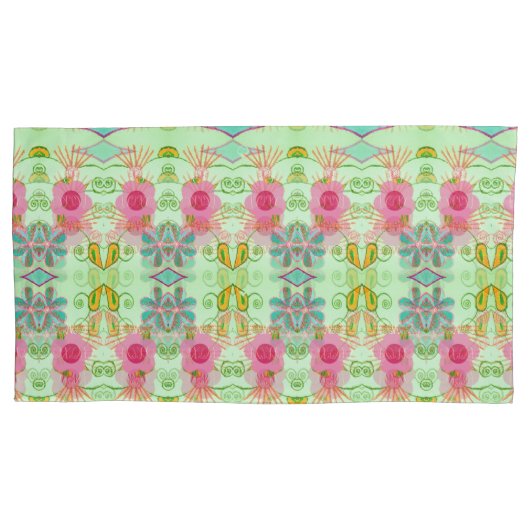 魅惑のエクレクティックガーデン：多様な花の美しさ 枕カバー (正面左)