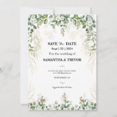 魅惑のエバーグリーン：日付を保存招待状 招待状 (正面)