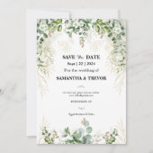 魅惑のエバーグリーン:日付を保存 招待状 (正面)