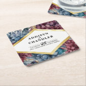 魅惑のエレガンスジュエルトンフローラ結婚ズ スクエアペーパーコースター (アングル)