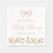 魅惑のエレガントピンクのフローラ赤ちゃんシャワー スタンダードカクテルナプキン (正面)