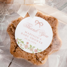 魅惑のエレガントピンクのフローラ赤ちゃんシャワー ラウンドシール