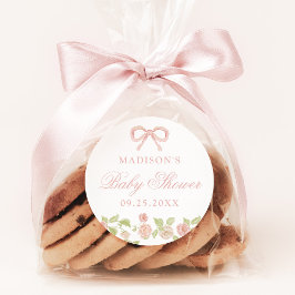 魅惑のエレガントピンクのフローラ赤ちゃんシャワー ラウンドシール