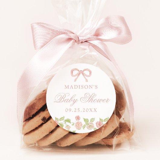 魅惑のエレガントピンクのフローラ赤ちゃんシャワー ラウンドシール