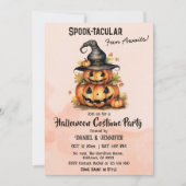 魅惑のカボチャの魔女の帽子　かわいいハロウィンパーティ 招待状 (正面)