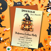 魅惑のカボチャの魔女の帽子　かわいいハロウィンパーティ 招待状
