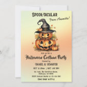 魅惑のカボチャの魔女の帽子　かわいいハロウィンパーティ 招待状 (正面)