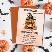 魅惑のカボチャの魔女の帽子　かわいいハロウィン 招待状