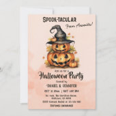 魅惑のカボチャの魔女の帽子　かわいいハロウィン 招待状 (正面)