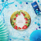 魅惑のカラフル喜びイチゴ誕生日 ペーパープレート (パーティー)