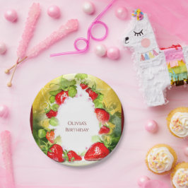 魅惑のカラフル喜びイチゴ誕生日 ペーパープレート