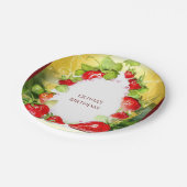 魅惑のカラフル喜びイチゴ誕生日 ペーパープレート (アングル)