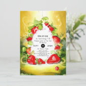 魅惑のカラフル喜びイチゴ誕生日 招待状 (スタンド正面)