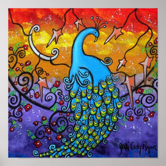 魅惑のカラフル孔雀ポスター ポスター (正面)