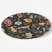 魅惑のガーデンイエローバードと花のヴィンテージ ペーパープレート (アングル)