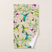 魅惑のガーデンウォーターカラーハミングバード&フラワー バスタオルセット (ハンドタオル)