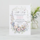 魅惑のガーデンバードバタフライパステルベビーシャワー 招待状 (スタンド正面)