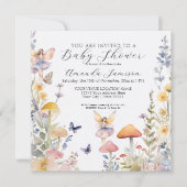 魅惑のガーデンフェアリーのワイルドフラワーベビーガールシャワー 招待状 (正面)