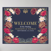 魅惑のガーデン結婚フローラの歓迎サイン ポスター (正面)