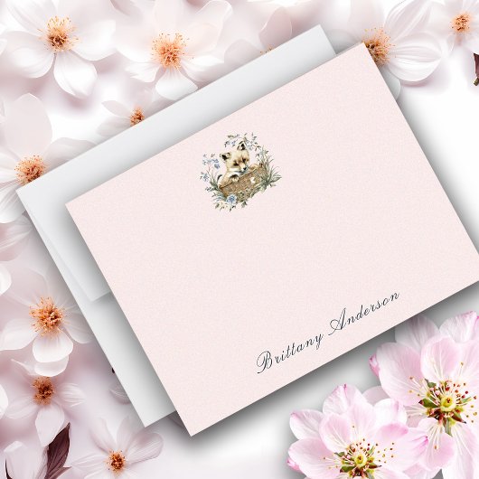 魅惑のキツネと花のオール・パーパス・フラットカード ノートカード