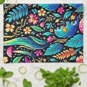 魅惑のキノコの森の夢 キッチンタオル (折り畳み)