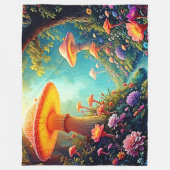 魅惑のキノコの森の夢 フリースブランケット (正面)