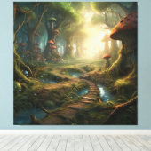 魅惑のキノコの森を探索する キャンバスプリント (インサイチュ (ウッドフロア))