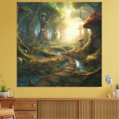 魅惑のキノコの森を探索する キャンバスプリント (インサイチュ (リビング))