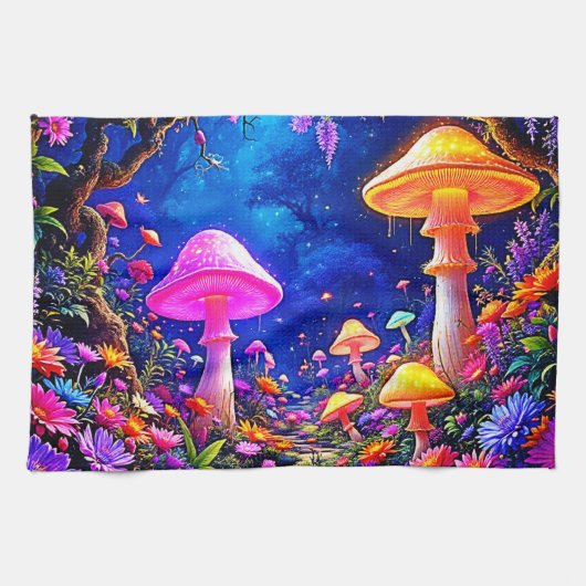 魅惑のキノコの森 キッチンタオル (横)