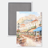 魅惑のギリシャ アテネ 水彩画 マグネット (正面/裏面)