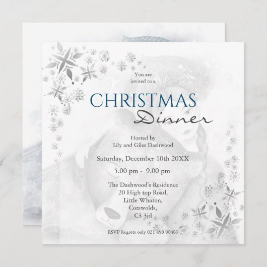 魅惑のクマと少女のフェスティバルパーティの招待状 招待状 (正面/裏面)