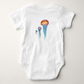 魅惑のクラゲTシャツ - 暗い背景 ベビーボディスーツ (裏面)