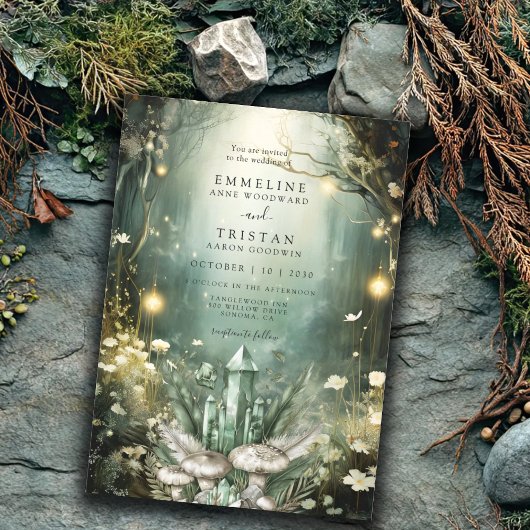 魅惑のクリスタルフォレストグリーン結婚ズ 招待状