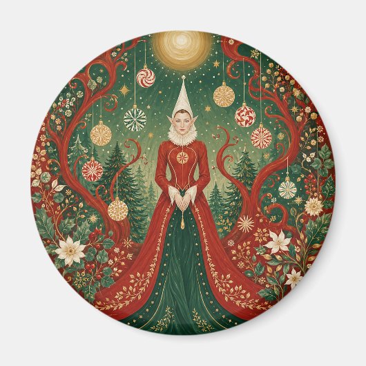 魅惑のクリスマスの森のエルフの女王 マグネット (正面)