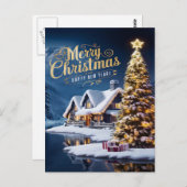 魅惑のクリスマス：家と木 ポストカード (正面/裏面)