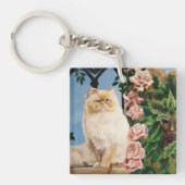 魅惑のクリーム色のペルシャ猫とバラの森のドリアード キーホルダー (正面)