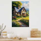 魅惑のコテージ美しい花々の中 ポスター (キッチン)