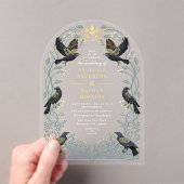 魅惑のゴシックレイヴン結婚フローラのアハ アクリル招待状 (インサイチュ (ポータブル))