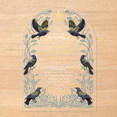 魅惑のゴシックレイヴン結婚フローラのアハ アクリル招待状 (正面)