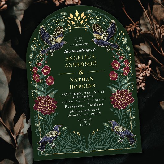 魅惑のゴシックレイヴン結婚フローラのアハ 招待状